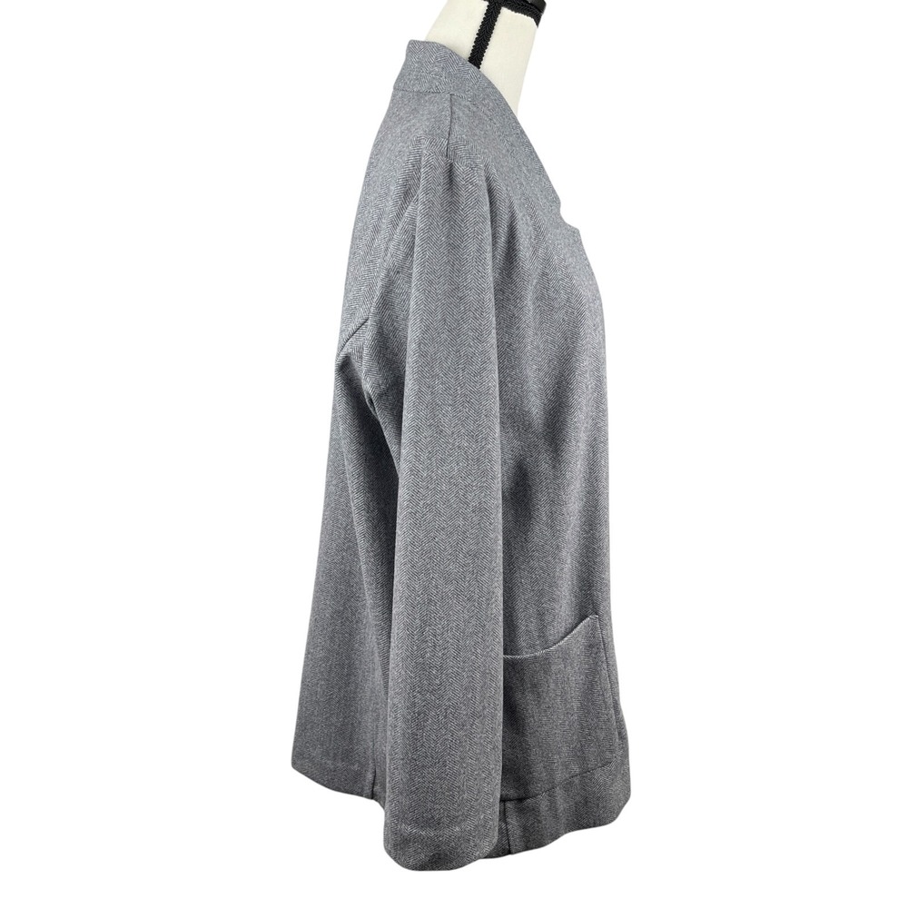 Simply Vera Vera Wang Women's Open Front Cardigan Large Gray Herringbone Pockets - Picture 5 of 11